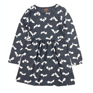 Cat & Jack - Girls Halloween Bat Print Knit Long Sleeve Dress With Pockets